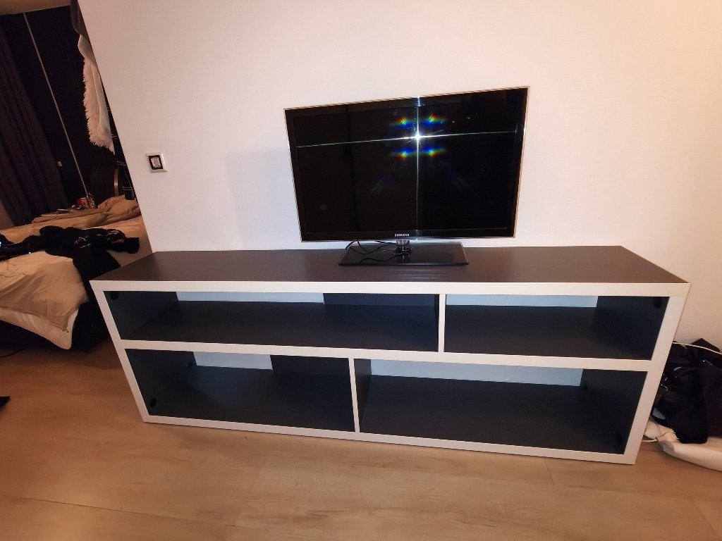 Uniek maatwerk TV-meubel – INTOS – MDF/HPL – 190 cm-design, Huis en Inrichting, Ophalen, Gebruikt, 150 tot 200 cm, Modern luxe