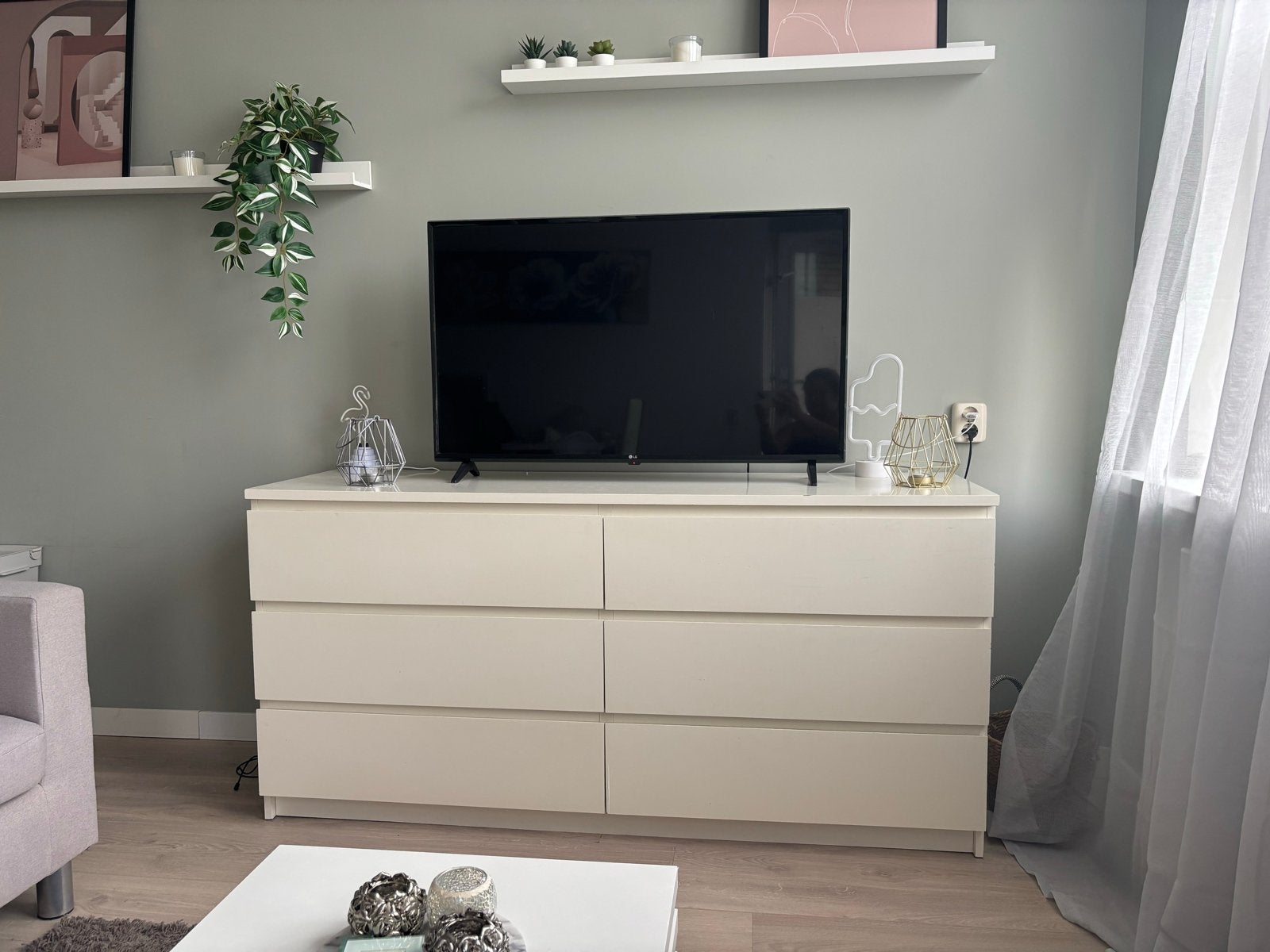 Ikea Malm ladekast met 6 lades - Wit, Ophalen, Gebruikt, 5 laden of meer, 150 tot 200 cm