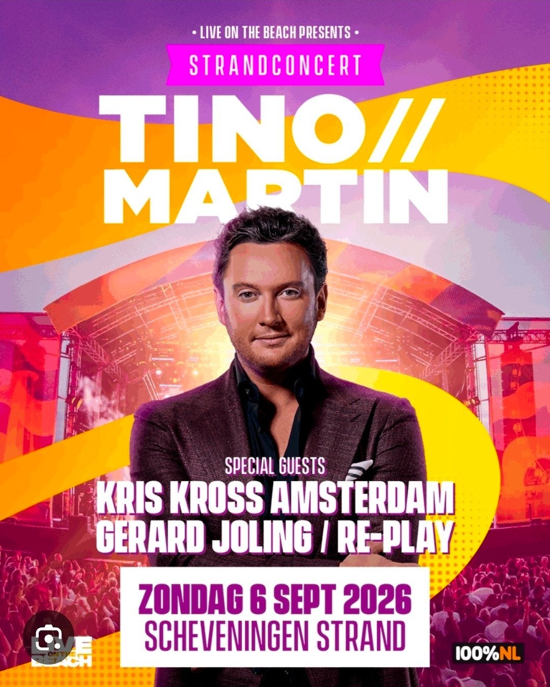 2 tickets Tino Martin strandconcert 6 september 16uur, Twee personen, September
