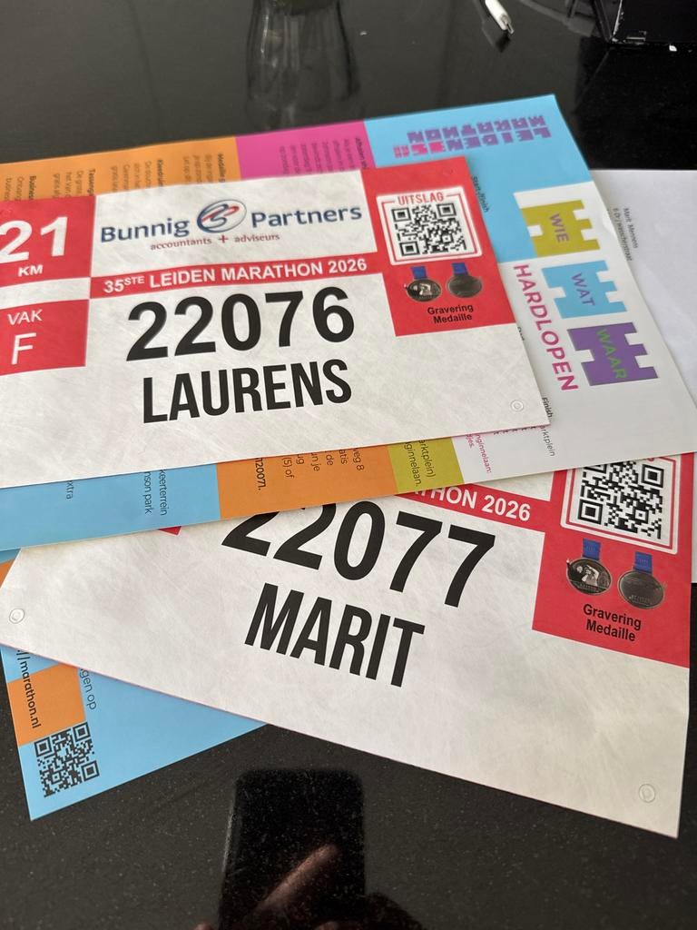 2x startbewijs halve marathon van Leiden prijs per stuk, Tickets en Kaartjes, Twee personen