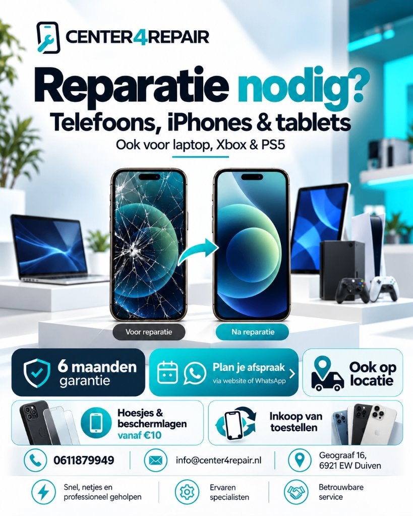 iPhone reparatie | Center4Repair, Telecommunicatie, Ophalen, Overige modellen, Zwart, Nieuw