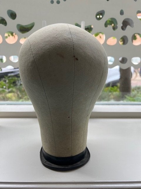 Vintage hoofd paspop brocante etalagehoofd hoedenstandaard, Ophalen, Gebruikt, Overige typen