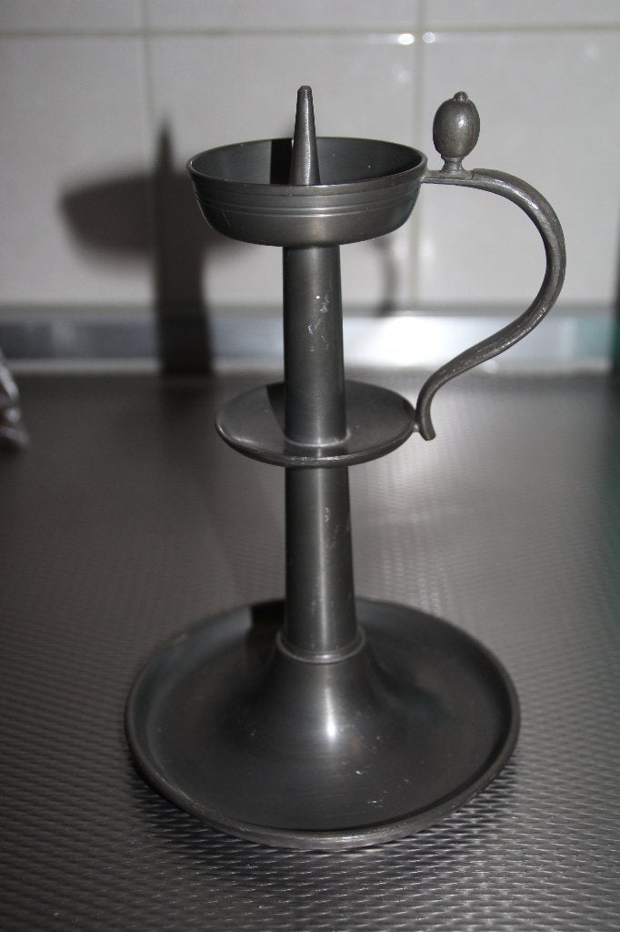 kaarskandelaar tin 21cm, Ophalen of Verzenden