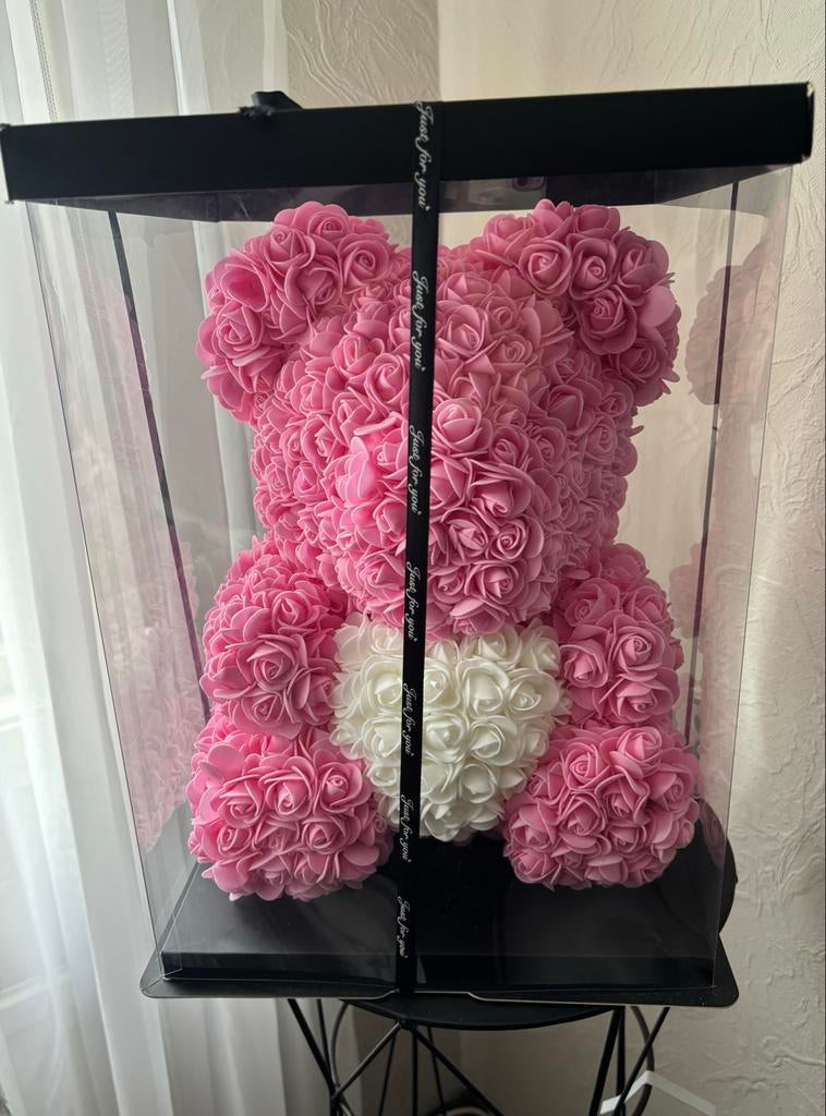 Rozenbeer Roze met Wit Hart - Cadeau voor moederdag, Huis en Inrichting, Woonaccessoires | Wanddecoraties, Nieuw, Ophalen of Verzenden