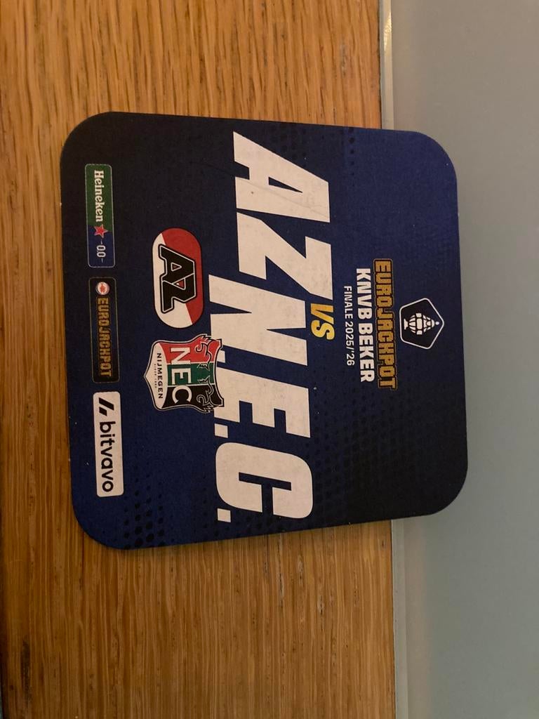 BIERVILTJE AZ-NEC BEKER FINALE 2026, Verzamelen, Sportartikelen en Voetbal, Ophalen of Verzenden, Zo goed als nieuw, AZ, Overige typen