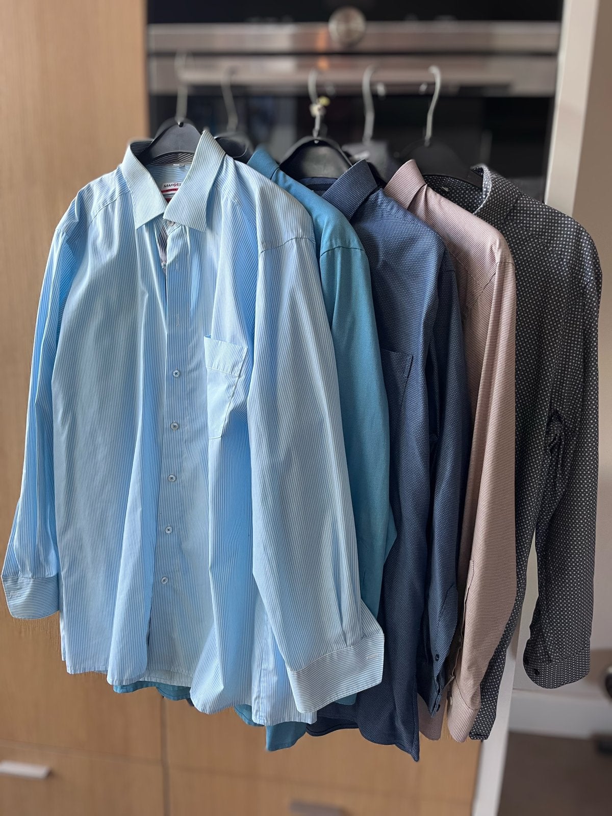 5 MarVelis Strijkvrije Overhemden Maat 44 Lange Mouw, Kleding | Heren, Ophalen of Verzenden, Gedragen, Blauw, Halswijdte 43/44 (XL)