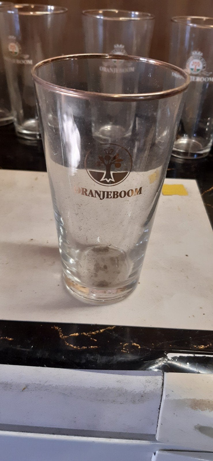 Oranjeboom bierglazen met gouden rand - set van 6, Antiek en Kunst, Ophalen of Verzenden
