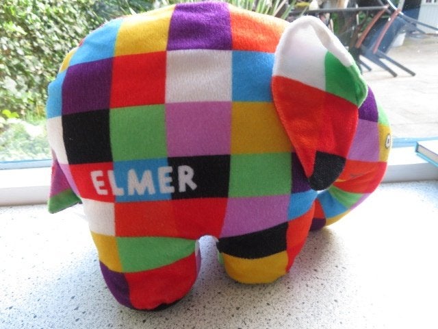 ELMER de Olifant meet ca 36 cm breed zacht velours, Gebruikt, Ophalen of Verzenden, Wasbaar, Middelgroot (20 tot 80 cm)