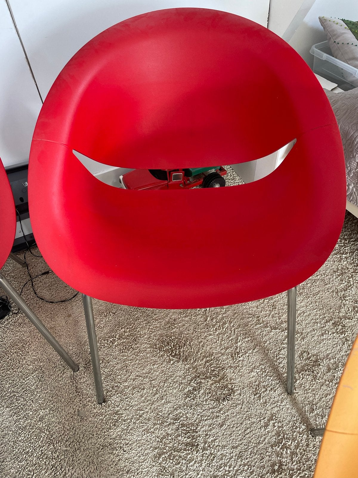 Set van 4 moderne kuipstoelen Marco Maran- Rood & Oranje, Ophalen, Kunststof, Gebruikt, Overige kleuren