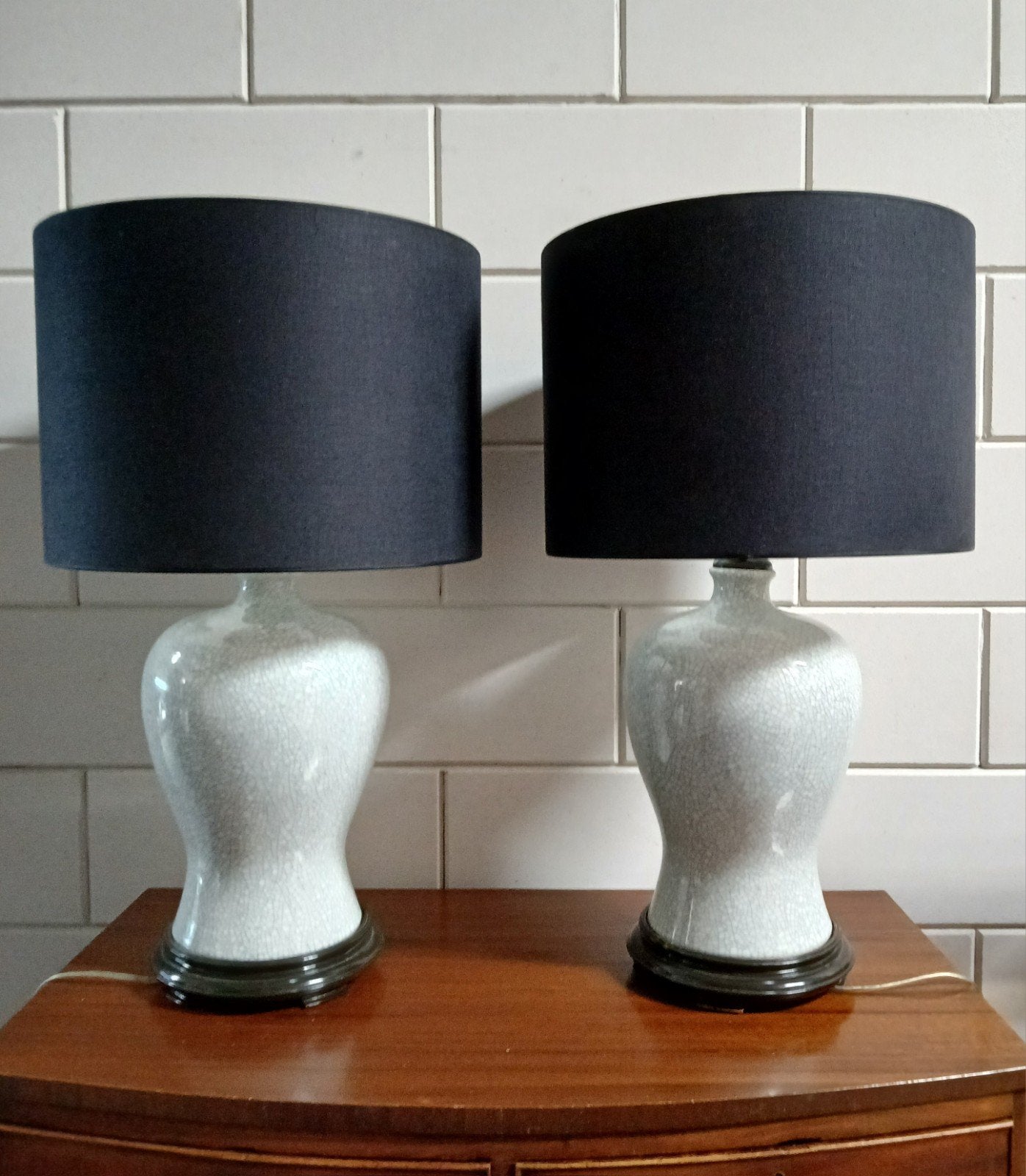 Antieke Chinese Craquelé-geglazuurde Lampen (Set van 2), Ophalen