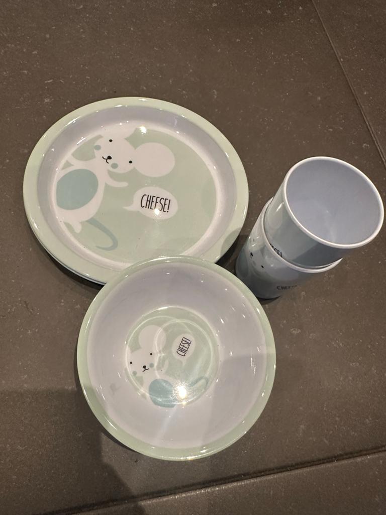 Melamine eetservies mintgroen met muisje - 6-delig nieuw!, Ophalen, Nieuw