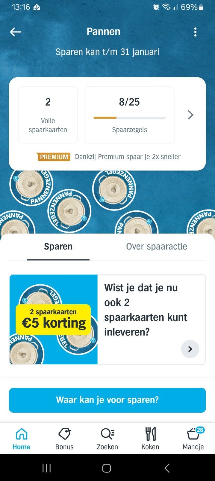 2x Volle spaarkaart voor pannenactie albert heijn spaaractie, Albert Heijn, Ophalen of Verzenden
