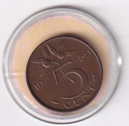 5 Cent 1950 Zeer Fraai, Postzegels en Munten, Munten | Nederland, Verzenden, Koningin Juliana, 5 cent, Losse munt