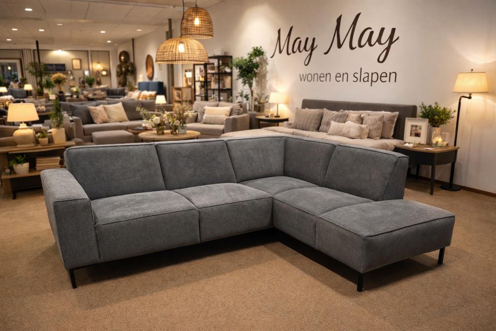Hoekbank Odin L-260 X 195 Grijs stof Direct/LeverbaarE-6021, Ophalen, 250 tot 300 cm, Hoekbank, Nieuw