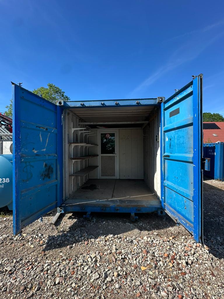 Zeecontainer met kantine / bouwkeet te koop, Ophalen
