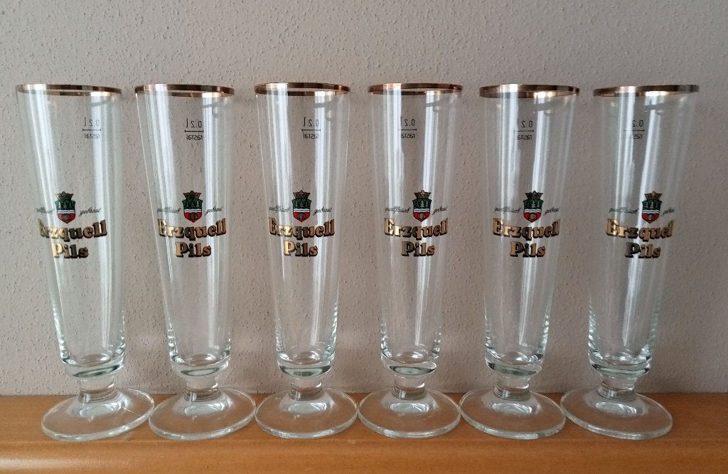 6  Erzquell Pils Bierglazen 0.2 l, Verzamelen, Ophalen of Verzenden, Zo goed als nieuw, Glas of Glazen, Overige merken