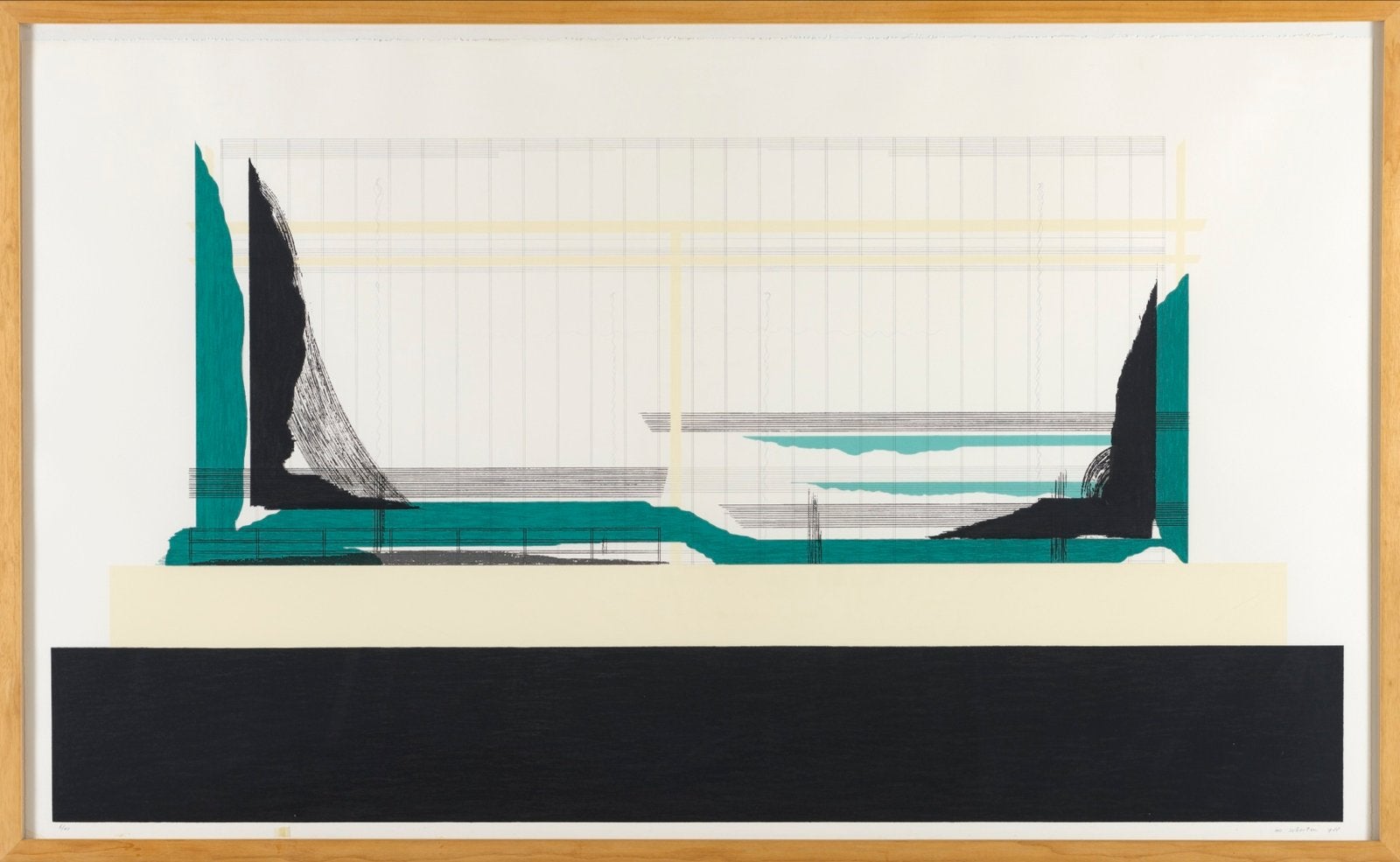 M. Schouten - Abstracte Zeefdruk uit 1988, Gesigneerd, Ophalen, 1950 - 1999, Architectuur, 180 cm