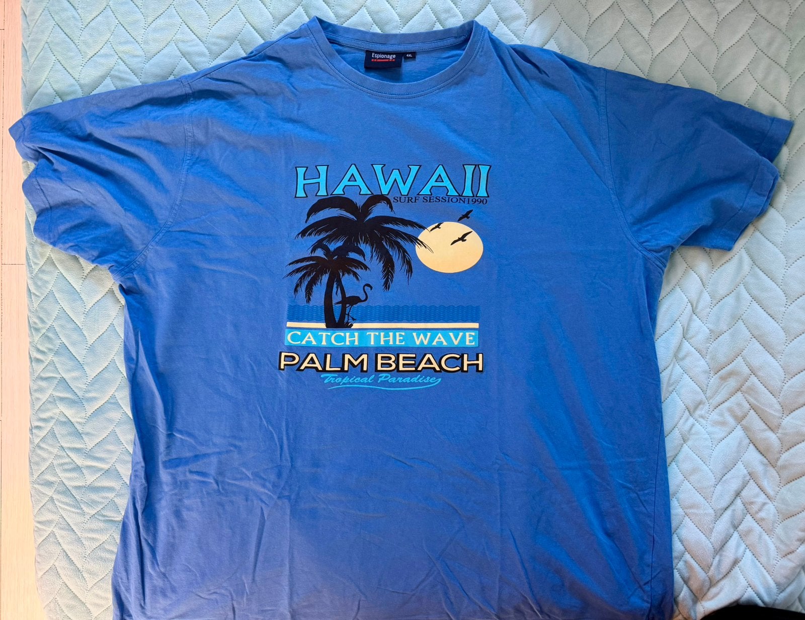 Esionage t-shirt Hawaii palm beach print 4XL - nieuw, Ophalen of Verzenden, Nieuw, Overige maten, Blauw