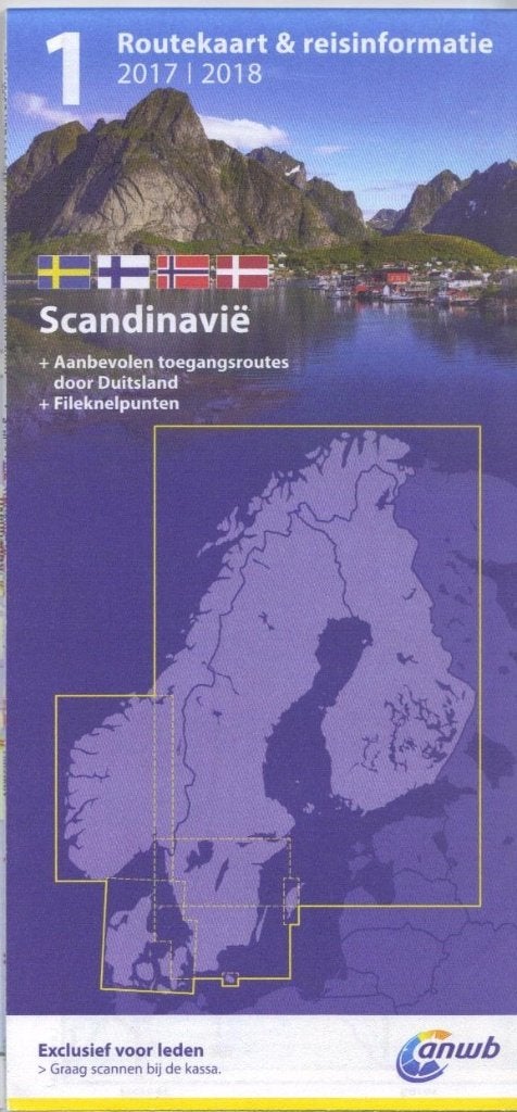 ANWB RouteKaart Denemarken + Zweden + Finland + Noorwegen, Boeken, Atlassen en Landkaarten, ANWB, Verzenden, 2000 tot heden, Nieuw