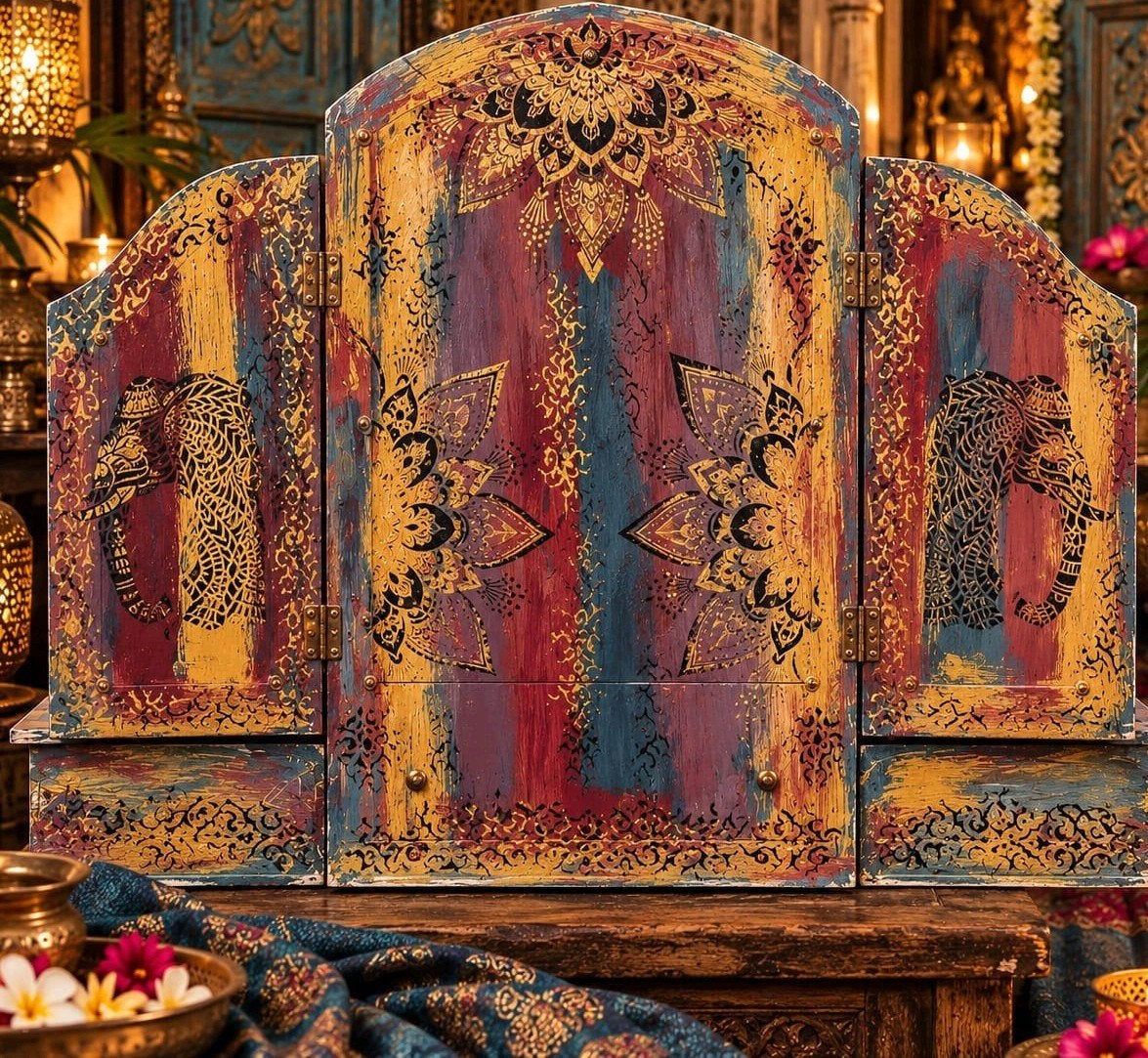 India/Boho/Kaptafel/Spiegel/3 luik, Ophalen