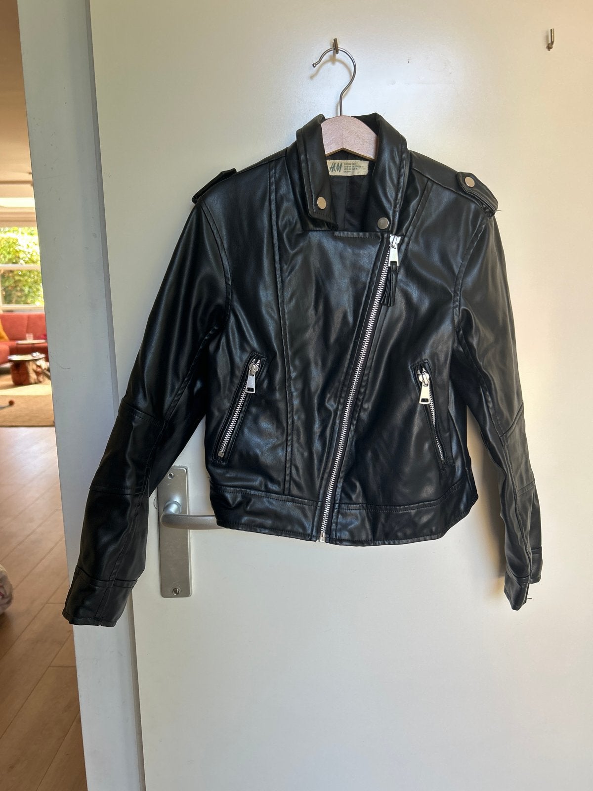 Stoer H&M nep leren jack maat 134 voor meisjes, Ophalen of Verzenden, Gebruikt, Meisje, Jas