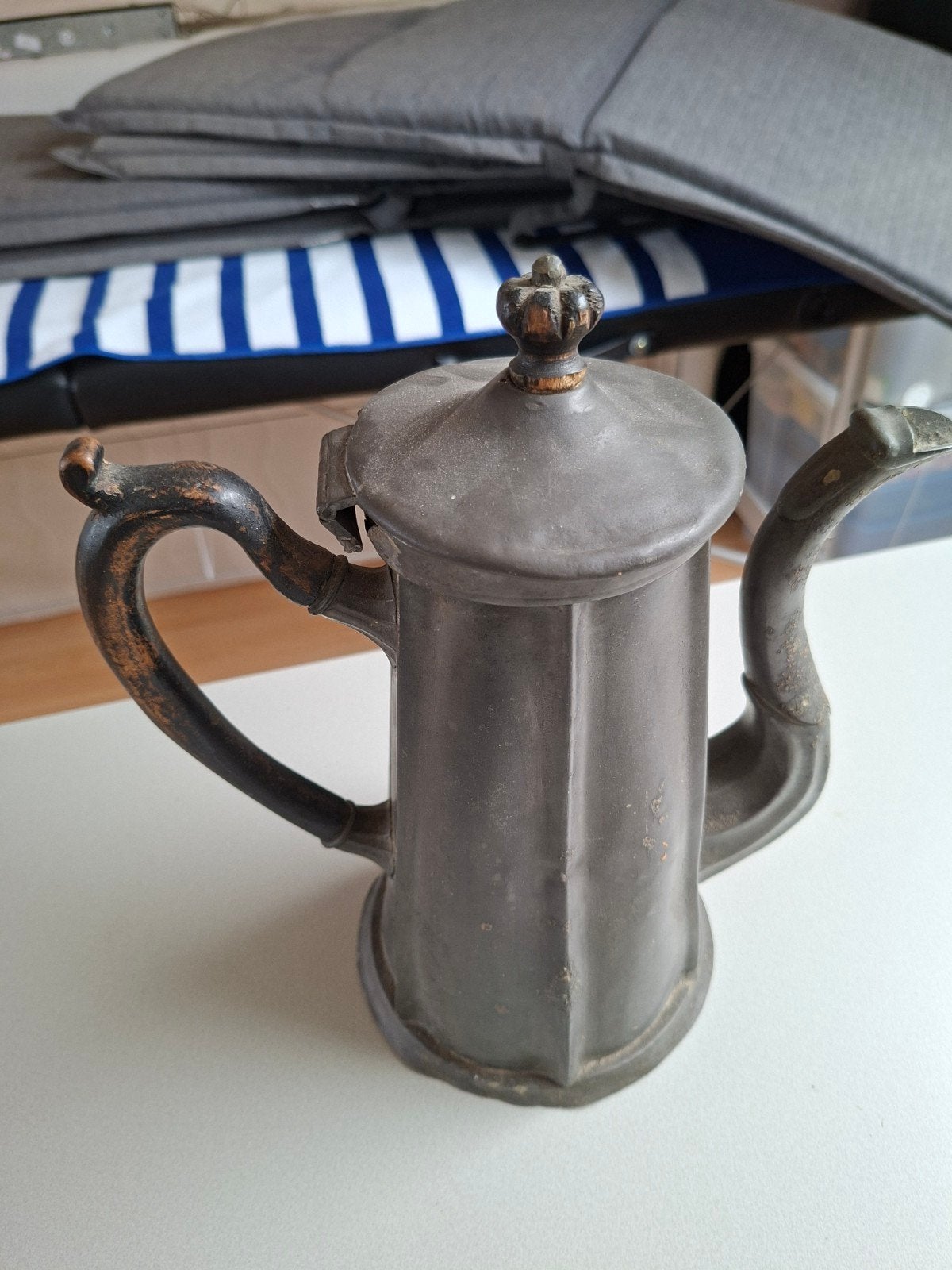 Antieke tinnen koffiekan brokante vintage, Ophalen of Verzenden