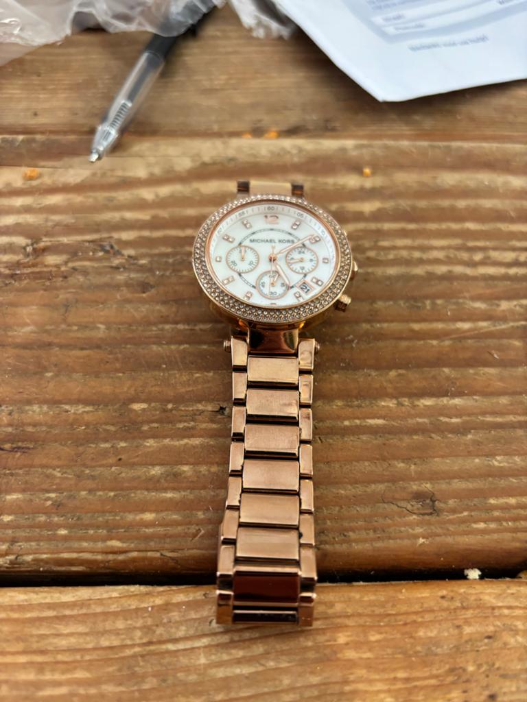 Michael Kors Roségouden Horloge met Strass, Overige merken, Gebruikt, Polshorloge, Ophalen of Verzenden