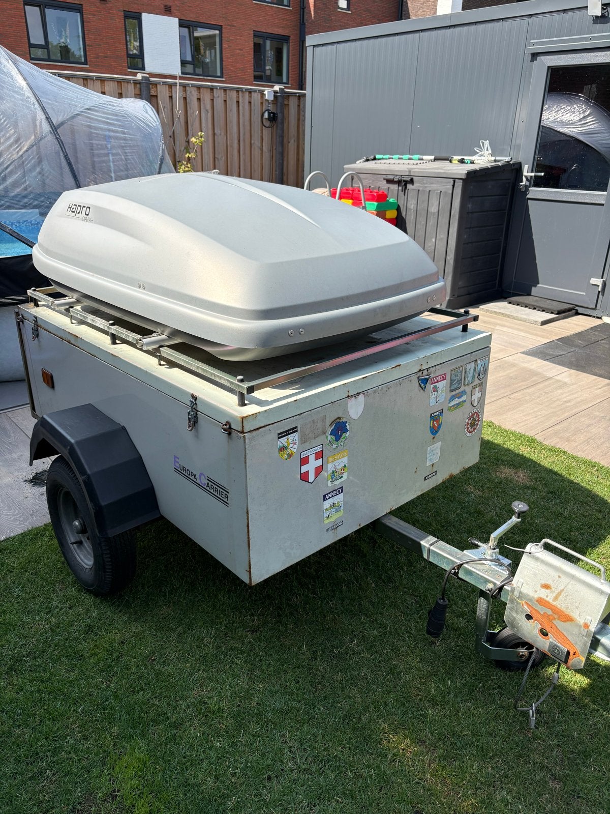 Compacte bagagewagen met dakkoffer - Ideaal voor vakantie!, Auto diversen, Aanhangers en Bagagewagens, Ophalen, Gebruikt