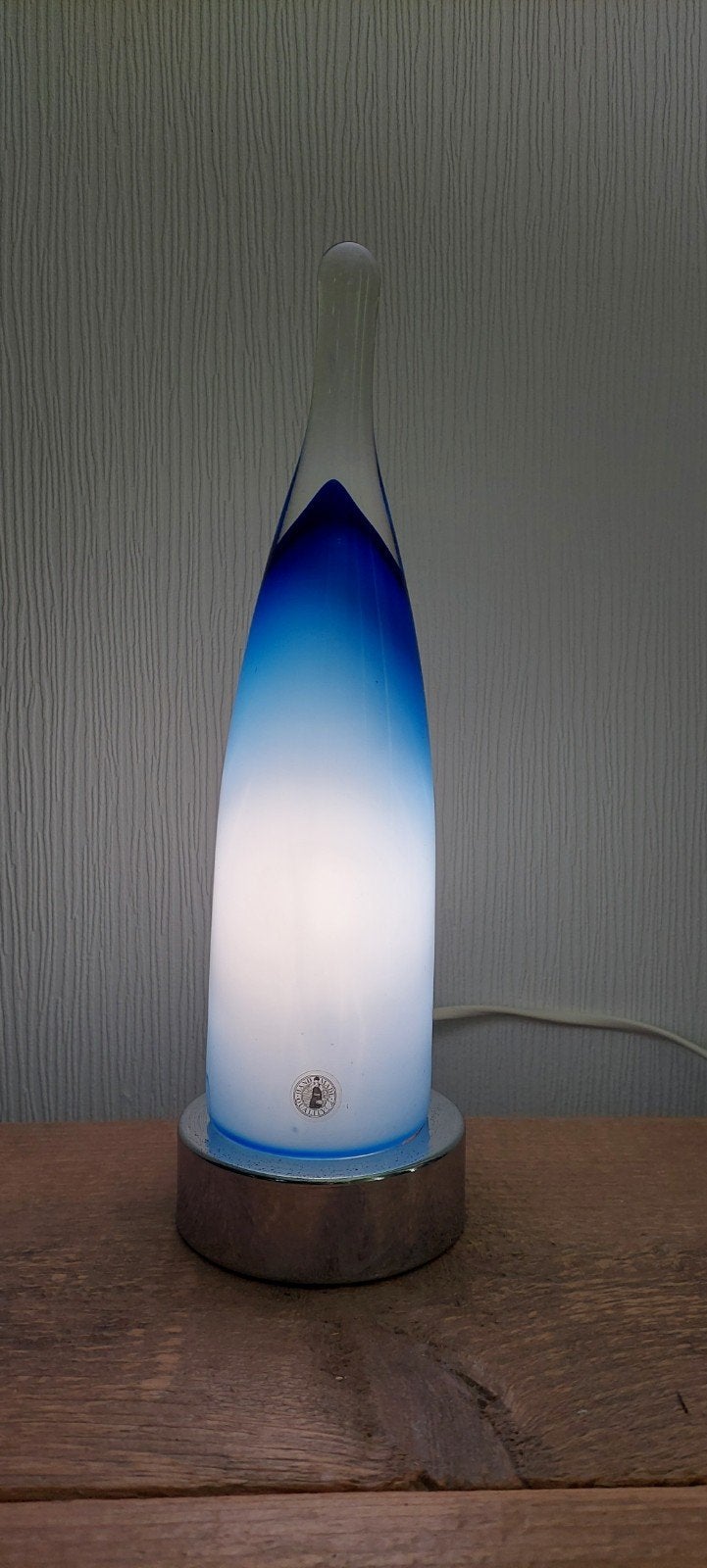 vintage lamp ikea jaren 90. Space age B9902 glas blauw wit, Blauw, Vintage, 30 cm, E14 (klein)