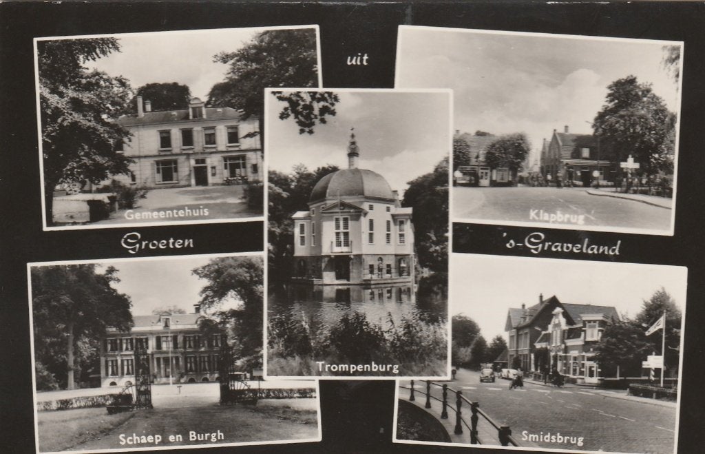 's GRAVELAND Gemeentehuis Schaep en Burgh Trompenburg Brug, Verzenden, 1960 tot 1980, Gelopen, Noord-Holland
