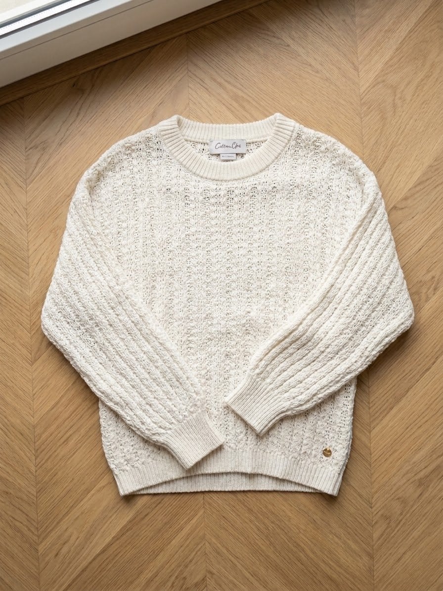 Witte gebreide trui van Cotton Club, maat S, Ophalen of Verzenden, Zo goed als nieuw, Maat 36 (S), Wit
