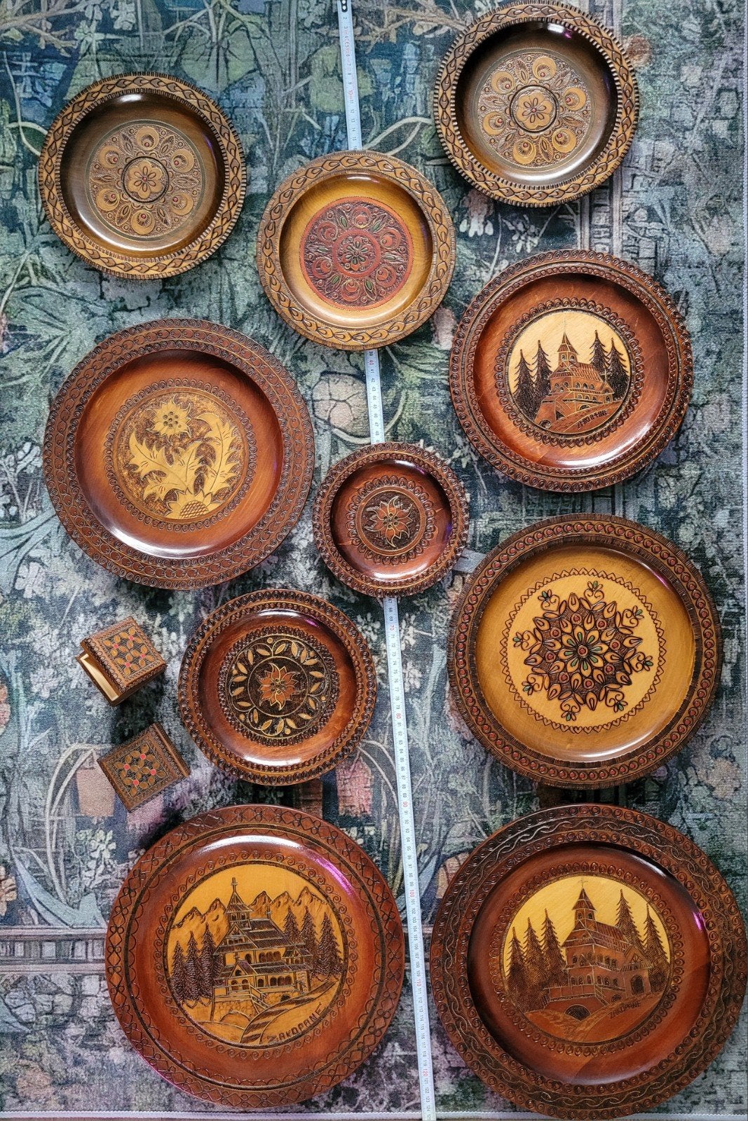Vintage Houtsnijwerk Borden en Doosjes - Polen, Ophalen