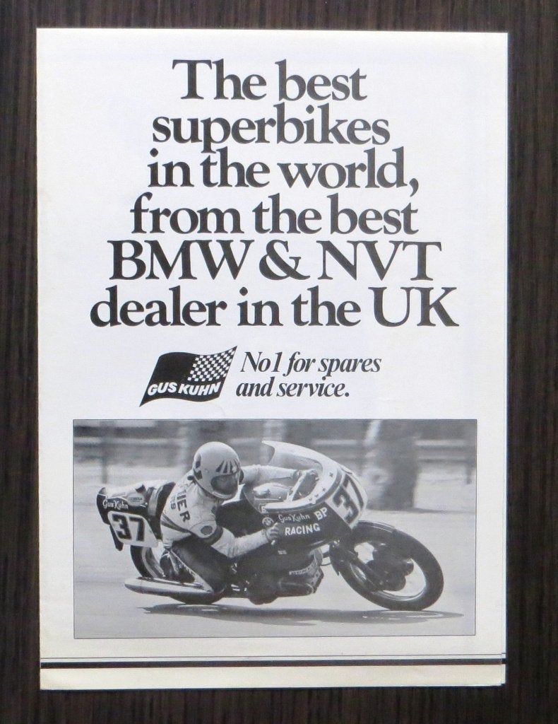 Folder Gus Kuhn BMW R 100 RS - 1977 - 4 blz (Engels), Motoren, Verzenden, BMW