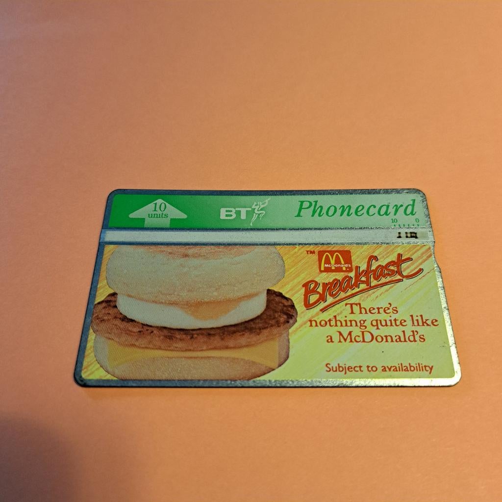 Vintage BT Phonecard McDonald's Breakfast, Verzamelen, Telefoonkaarten, Buitenland, Ophalen of Verzenden