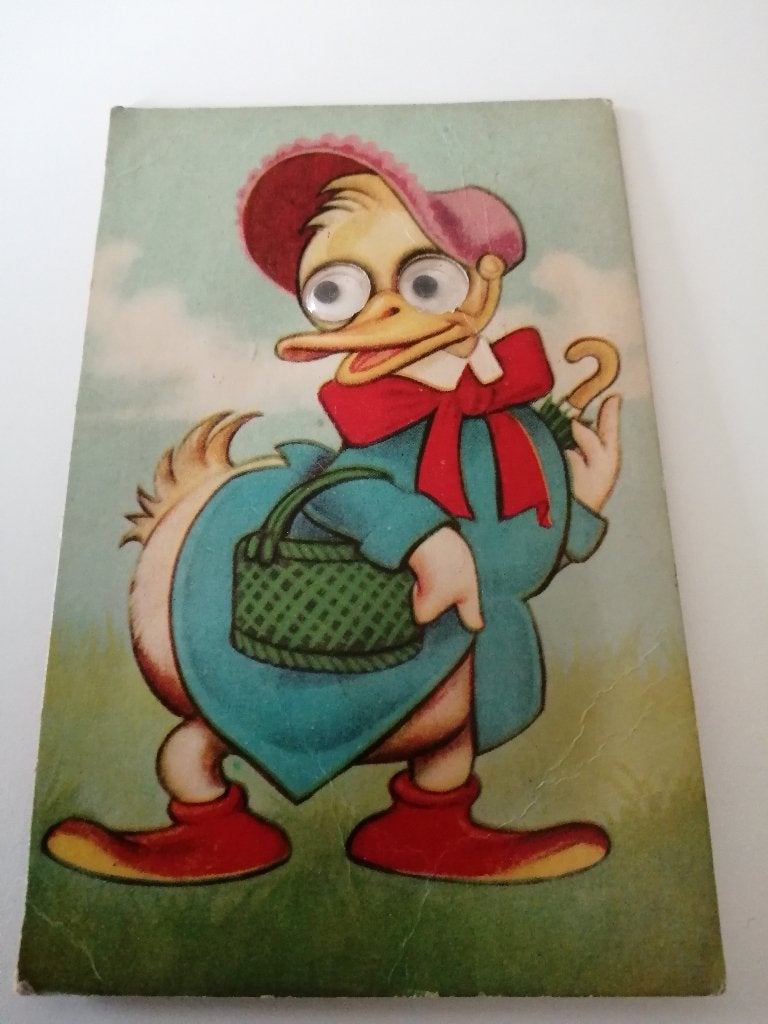 Zeer leuk antiek eend kaart met piep functie, Antiek en Kunst, Ophalen of Verzenden