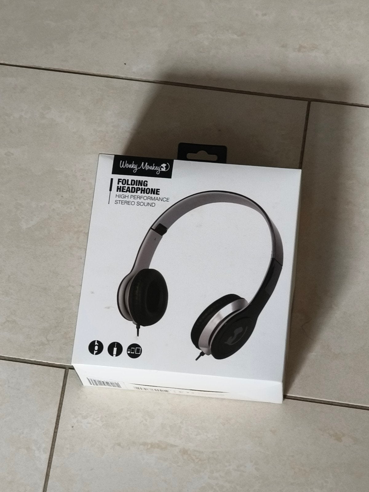 Wonky Monkey Opvouwbare Hoofdtelefoon - Zwart/Grijs, Nieuw, Over-ear, Inklapbaar, Zwart