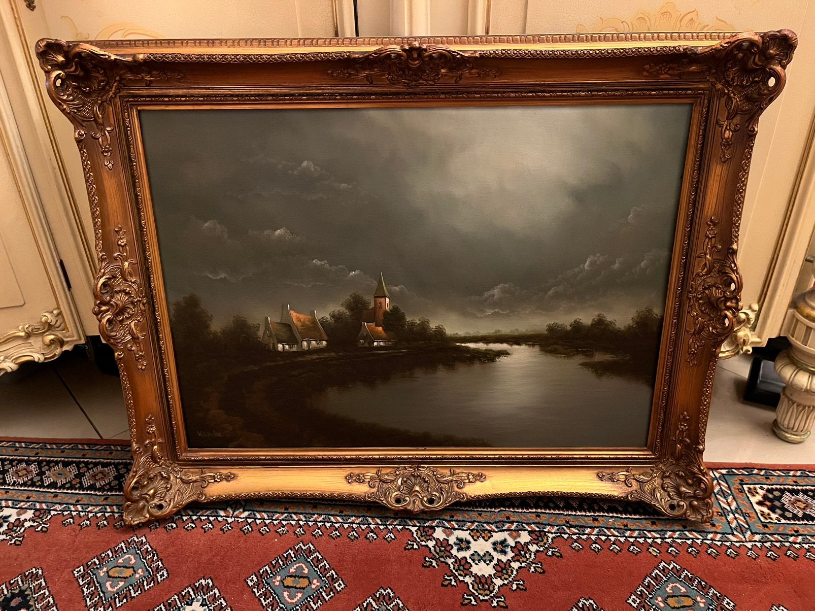 Prachtige groot olieverf landschap schilderij, Antiek en Kunst, Ophalen