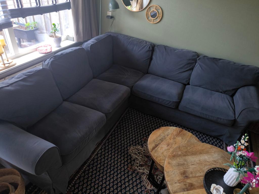 Hoes voor Ikea Ektorp 4-zits hoekbank - Velours, Huis en Inrichting, Banken | Bankstellen, Ophalen, Hoekbank, 75 tot 100 cm, Zo goed als nieuw