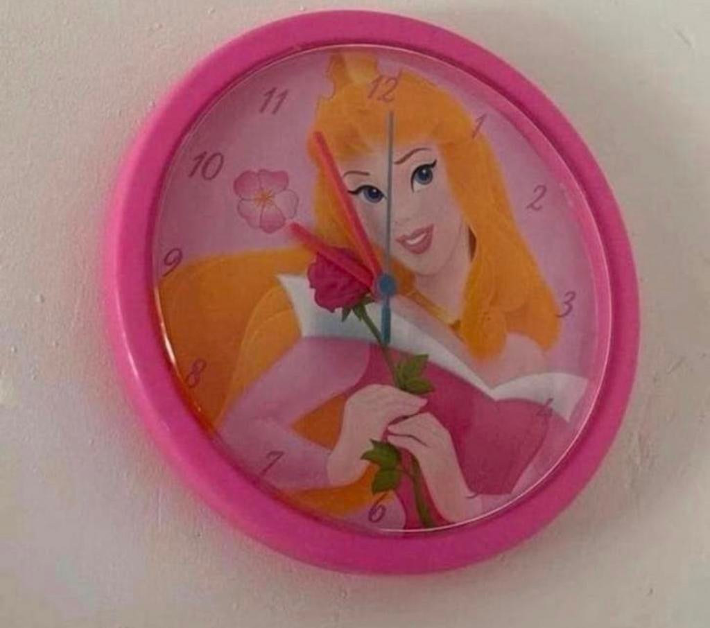 Nieuwe Roze Disney Prinses Wandklok - Slaapkamer Decoratie, Ophalen of Verzenden, Nieuw, Wandklok