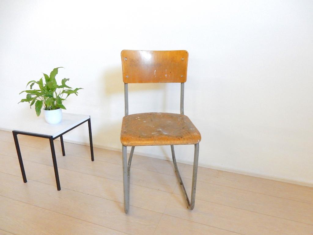 retro vintage stoel Industrieel gispen stijl eetkamerstoel, Gebruikt, ., Vintage, Ophalen of Verzenden