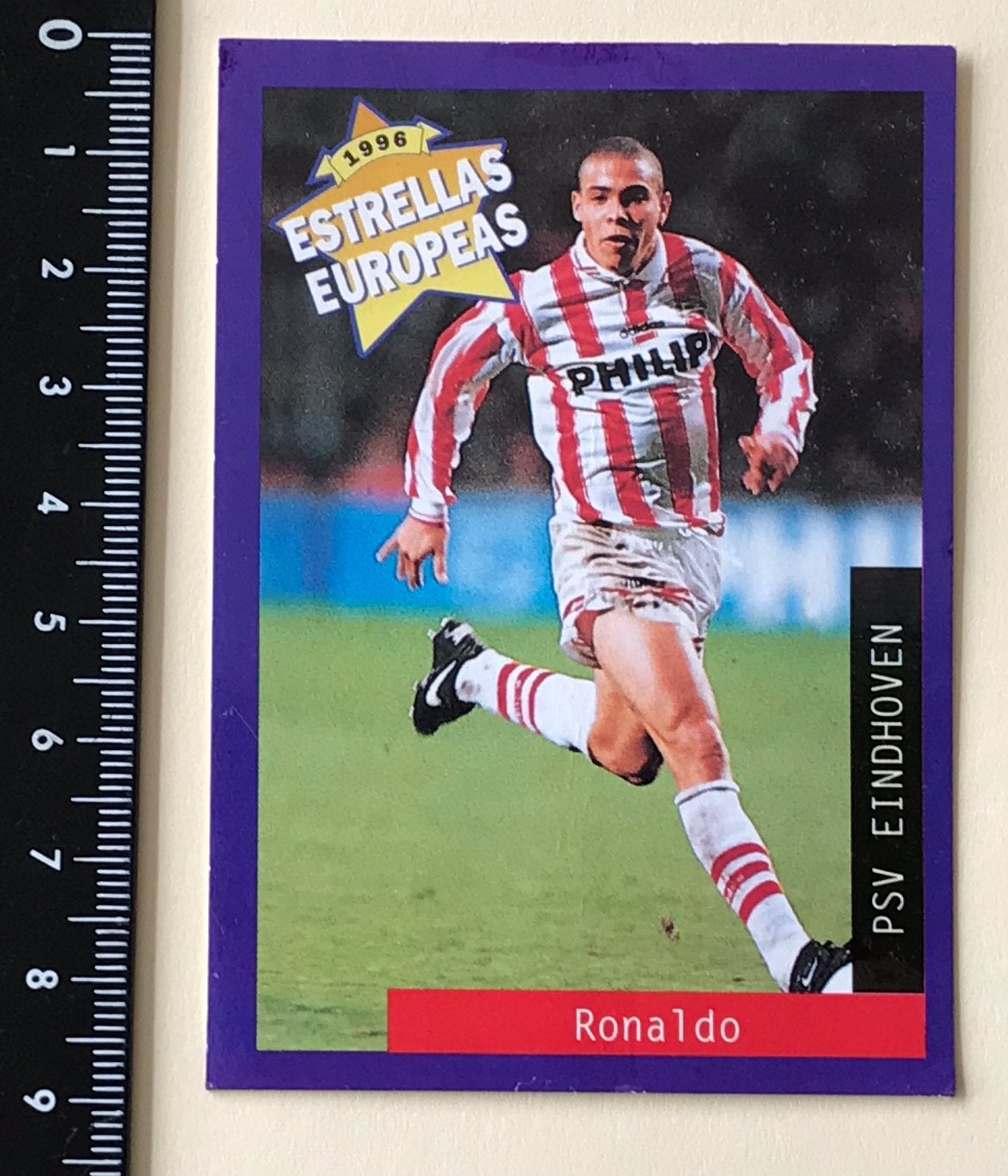 Oude Voetbalplaatje RONALDO bij PSV  Panini. 1996, Ophalen of Verzenden, Zo goed als nieuw, PSV, Poster, Plaatje of Sticker