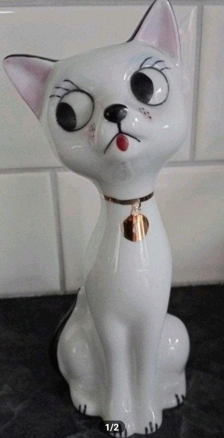 Vintage kat porselein 21cm, Verzamelen, Ophalen, Zo goed als nieuw, Hond of Kat, Beeldje of Figuurtje