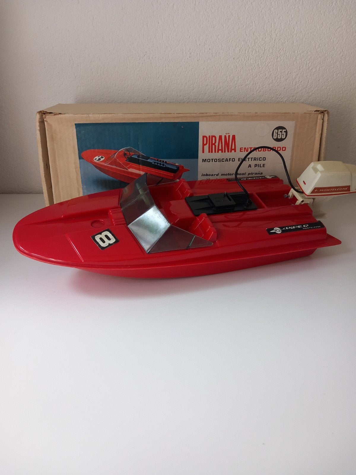 Vintage Monteleone Piranha Motoscafo Modelboot, Hobby en Vrije tijd, Modelbouw | Boten en Schepen, Ophalen of Verzenden, Gebruikt