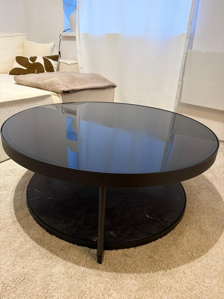 Ikea Salontafel antraciet marmerpatroon, Ophalen, 50 tot 100 cm, Rond, Minder dan 50 cm