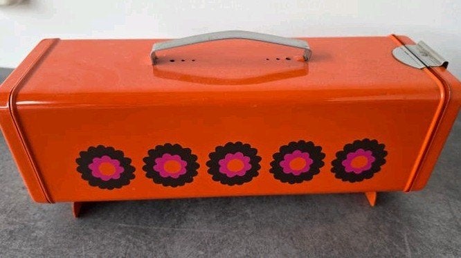 Vintage Brabantia Patrice koek/broodtrommel Oranje, Ophalen of Verzenden