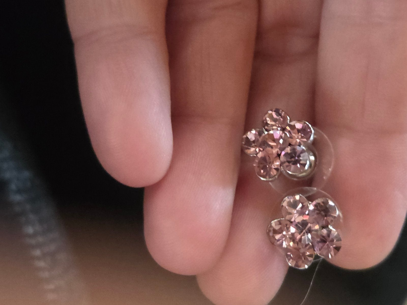 Nieuwe Roze Bloem Oorbellen met Kristallen, Met kristal, Overige materialen, Nieuw, Ophalen of Verzenden