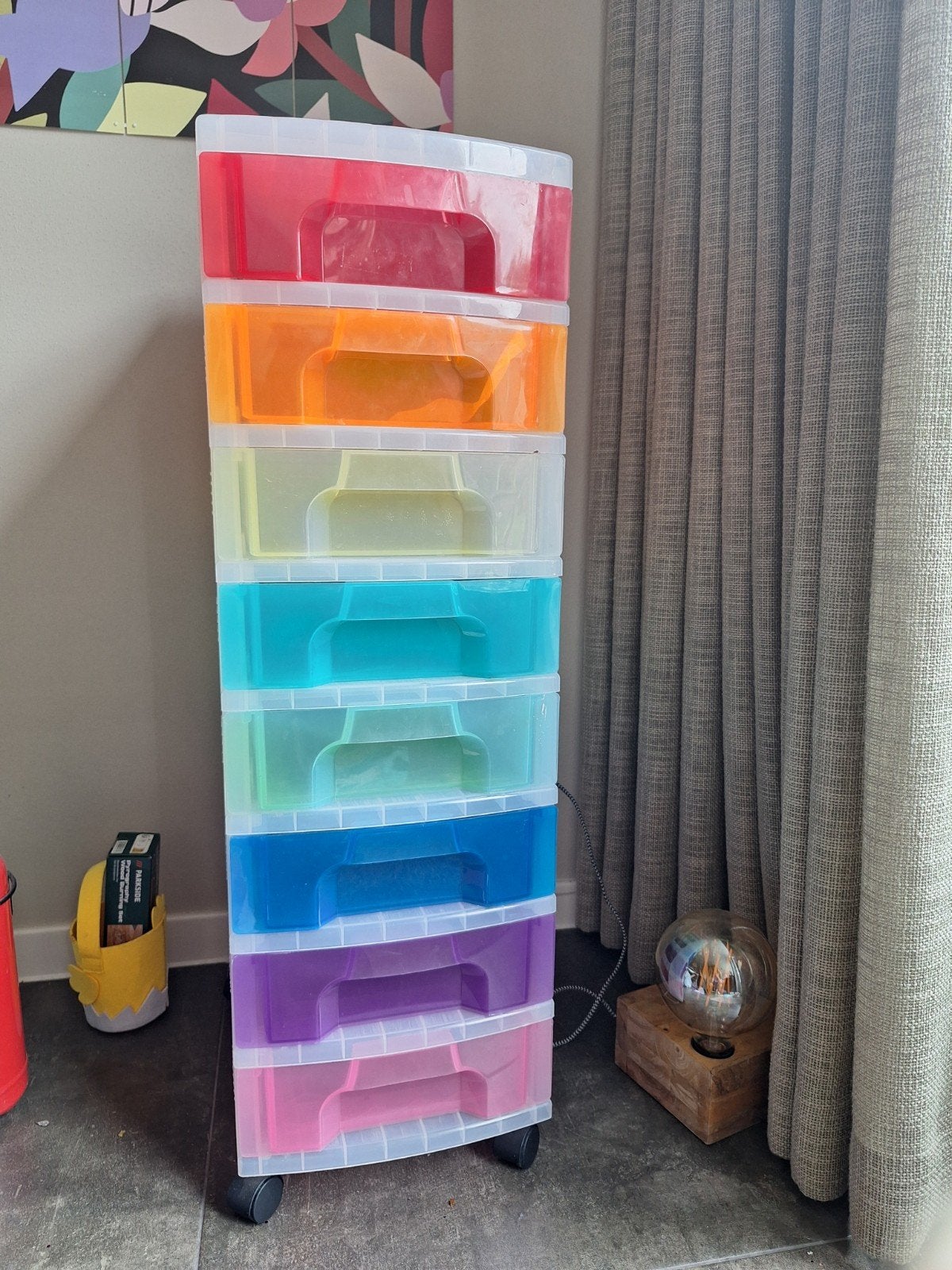 Ladekast met 8 Regenboogkleurige Lades op Wieltjes, Ophalen, Gebruikt, 5 laden of meer, Minder dan 100 cm