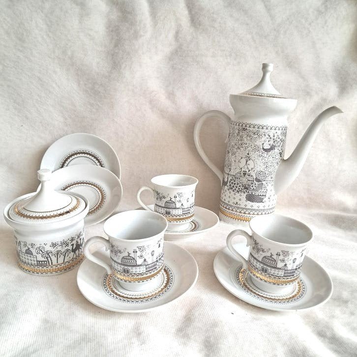 10 dlg koffieservies MCM Bremer & Schmidt DDR oosters  0409, Gebruikt, Overige typen, Ophalen of Verzenden, Overige stijlen