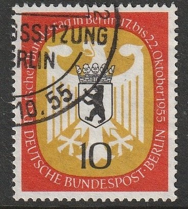 Berlijn 1955 129 Wapen Berlijn 10p, Gest, Ophalen of Verzenden, Overige periodes, Gestempeld