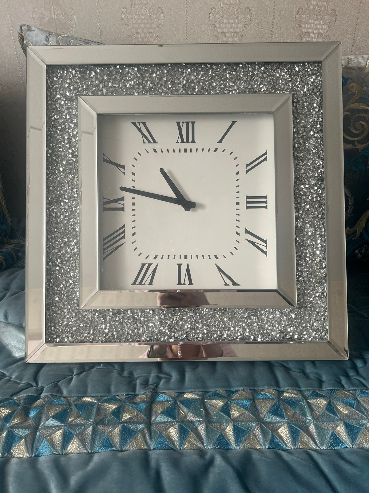 Moderne Wandklok met Glitter en Romeinse Cijfers, Ophalen, Wandklok, Analoog, Zo goed als nieuw